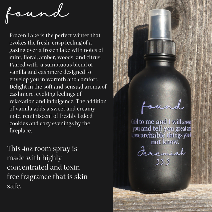 Found Frozen Lake and Cashmere Vanilla 4oz Room Spray