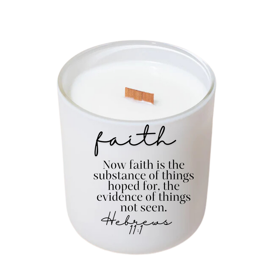 Faith Hebrews 11:1 14 oz 100% Soy Wax Cocobutter Cashmere and Vanilla *BACK IN STOCK*