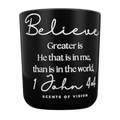 Believe John 4:4 14 oz Coconut Soy Wax Candle Mahogany Apple