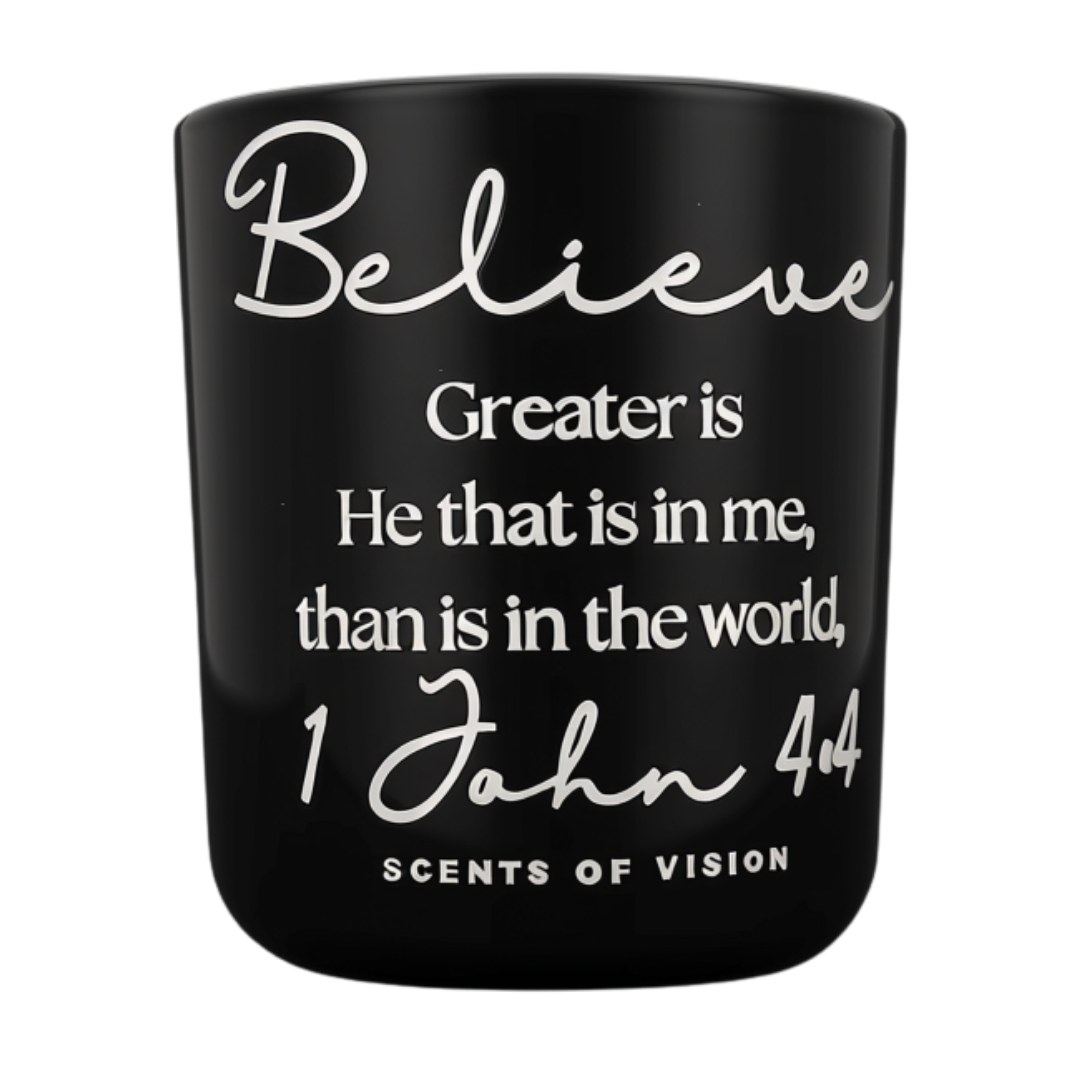 Believe John 4:4 14 oz Coconut Soy Wax Candle Mahogany Apple