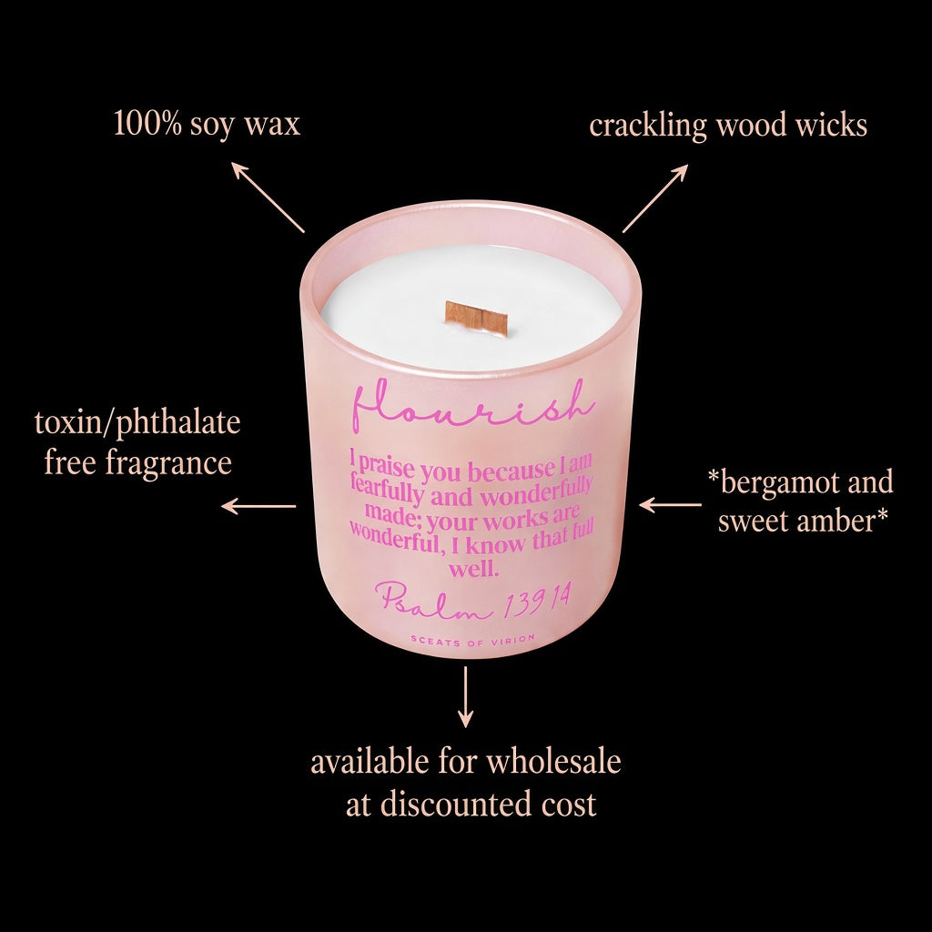 Flourish 14oz Soy Wax Candle *smells like bergamot and sweet amber*