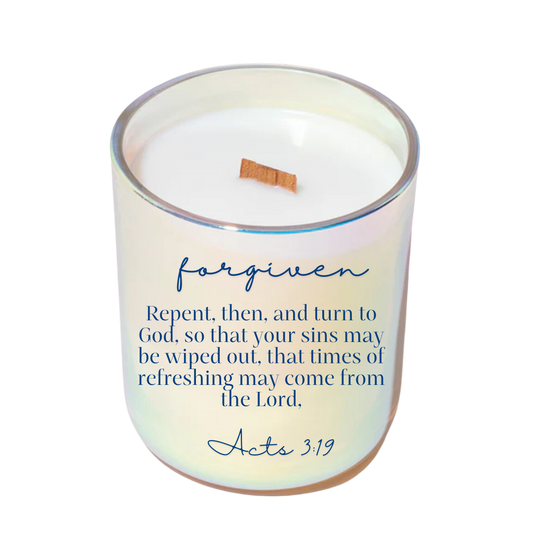 Forgiven Acts 3:19 12oz Coconut Soy Wax Candle Santal 33 and Clean Laundry *BACK IN STOCK*