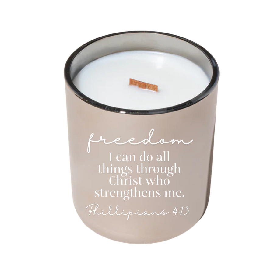 Freedom Phillipians 4:13  14 oz 100% Soy Wax Mahogany and Vanilla*BACK IN STOCK**