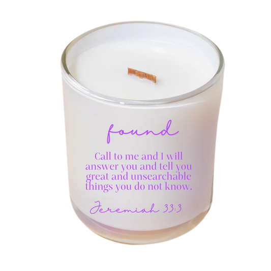 Found Jeremiah 33:3  12oz Coconut Soy Wax Frozen Lake and Cashmere Vanilla