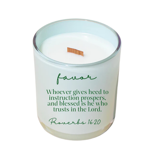 Favor Proverbs 16:20  12oz Coconut Soy Wax Sweater Weather