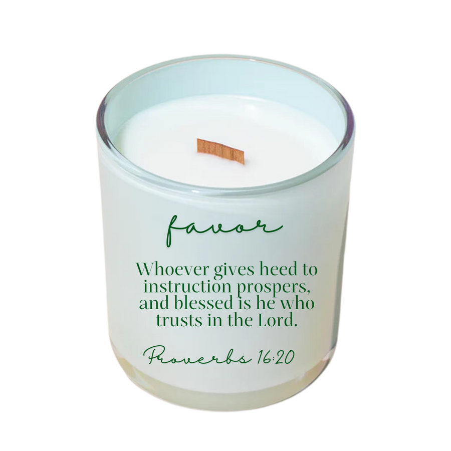 Favor Proverbs 16:20  14oz 100% Soy Wax Candle Clean Laundry