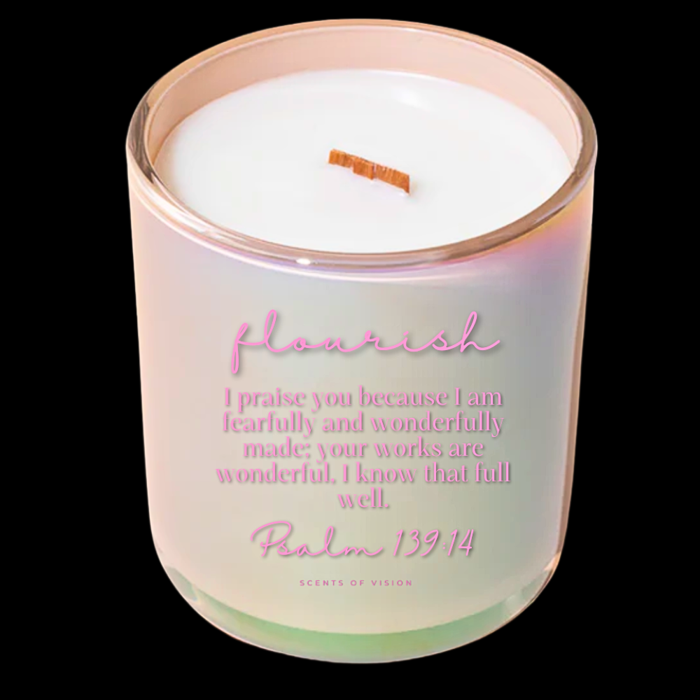 Flourish Psalm 139:14  12oz Coconut Soy Wax Cool Water