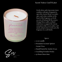 Flourish Psalm 139:14  14 oz Coconut Soy Wax Cool Water and Dove Soap