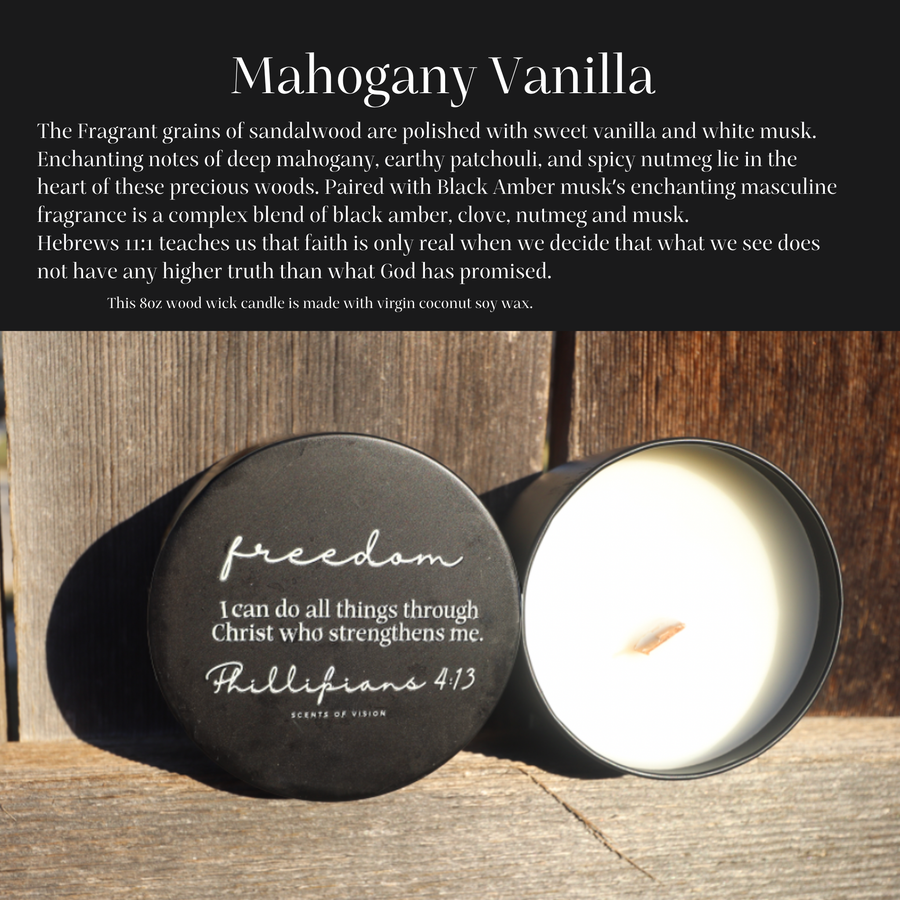 Freedom Mahogany Vanilla 8oz Wood Wick Candle