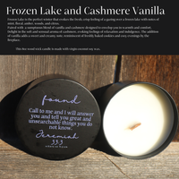Found Frozen Lake and Cashmere Vanilla  8oz Wood Wick Candle