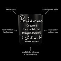 Believe 14oz Candle *smells like warm amber and dark musk*